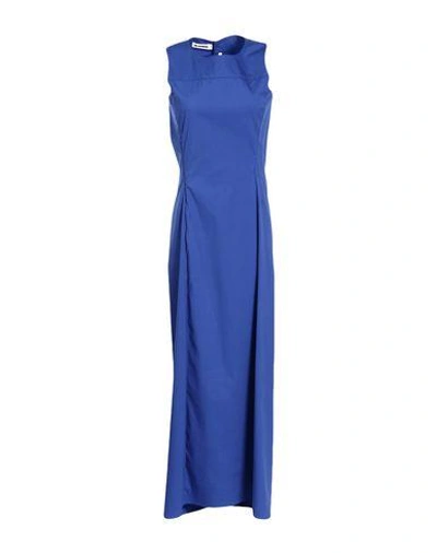Shop Jil Sander Long Dress In Bright Blue
