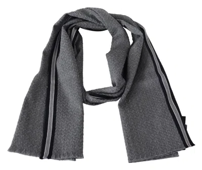 Missoni Stripes Pattern 100% Wool Unisex Neck Wrap Men's Scarf In Gray