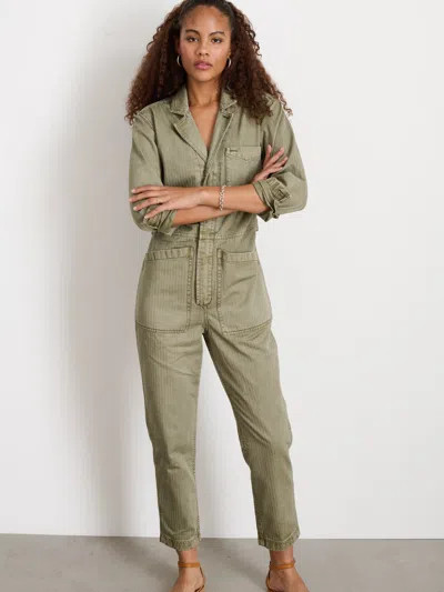 Alex Mill Standard Zip Jumpsuit In Herringbone In Vintage Olive