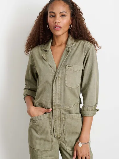 Alex Mill Standard Zip Jumpsuit In Herringbone In Vintage Olive
