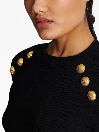 Shop Balmain Buttoned Knitted Pullover