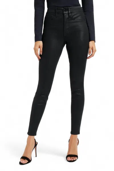 Good American Good Legs Black Coated Skinny Jean In Black