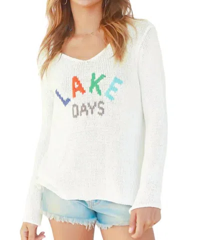 Wooden Ships Lake Days Cotton Sweater In White Multi In Multi