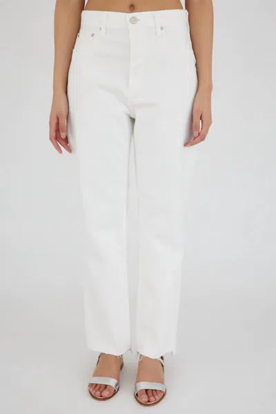 Moussy Aurora Wide Straight-cropped Jeans In White In White