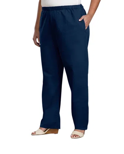 On The Plus Side Relaxed Leg Stretch Cotton Twill Pants - Plus In Navy In Blue