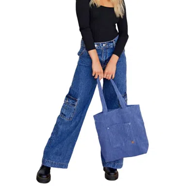 Pretty Simple Sammie Corduroy Tote Bag In Blue In Blue