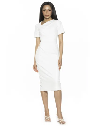 Alexia Admor Angelica Asymmetric Neck Sheath Midi Dress In Multi