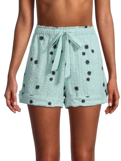 Tanya Taylor Flora Drawstring Cotton Shorts In Sunburst Araucana In Multi