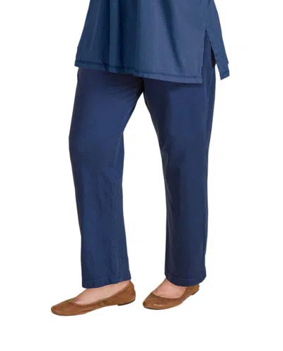 On The Plus Side Relaxed Cotton Knit Pants - Plus In Navy In Blue