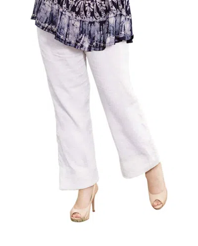 On The Plus Side Wide Leg Linen Pants - Plus In White In White