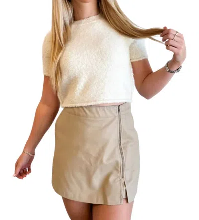 Mustard Seed Leather Skort In Tan In Multi