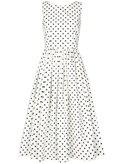 Shop Dolce & Gabbana Dots Print Cotton Midi Dress