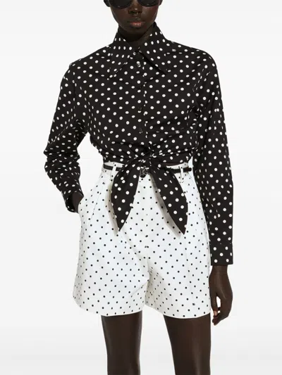 Shop Dolce & Gabbana Dots Print Cotton Shirt