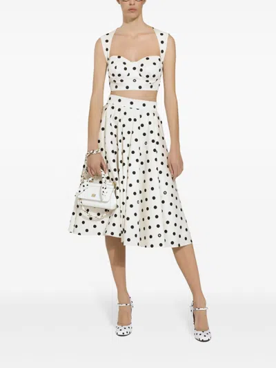 Shop Dolce & Gabbana Dots Print Cotton Top