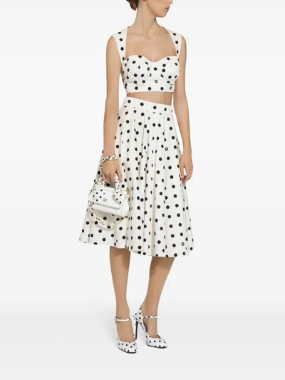 Shop Dolce & Gabbana Dots Print Cotton Top