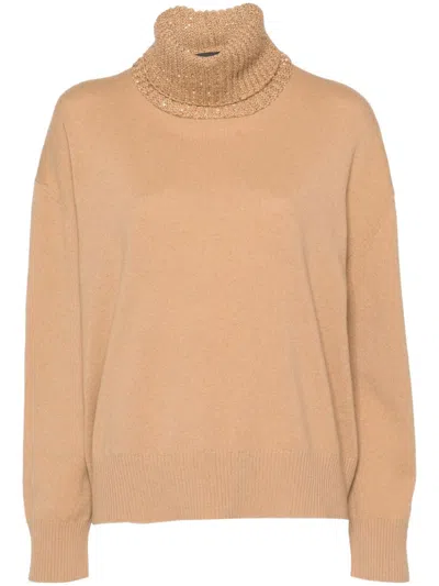 Shop Fabiana Filippi Wool And Silk Blend Turtleneck Sweater