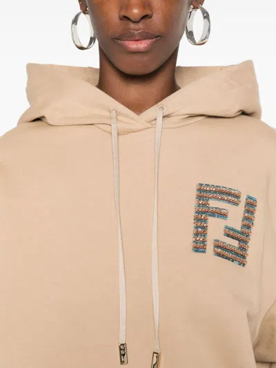 Fendi Beige Regular Fit Hoodie