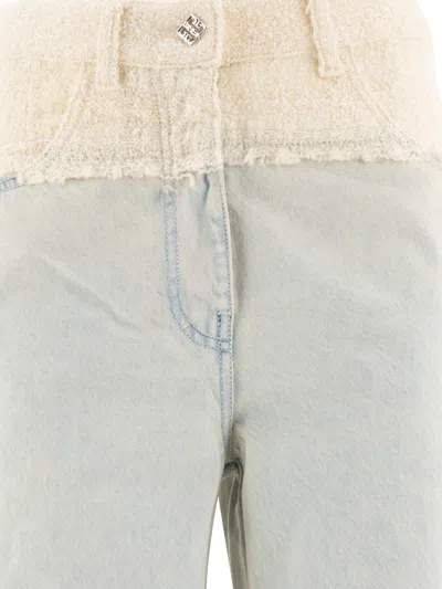 Givenchy Oversized Jeans In Mixed Denim And Tweed With 4g Liquid Detail In Blue