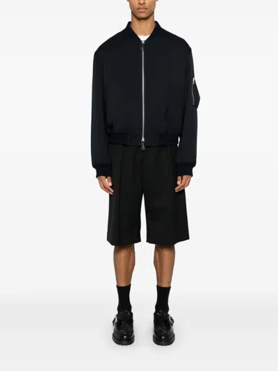 Jil Sander Dark Blue Zipped Bomber Jacket