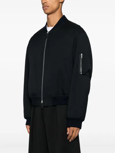 Jil Sander Dark Blue Zipped Bomber Jacket