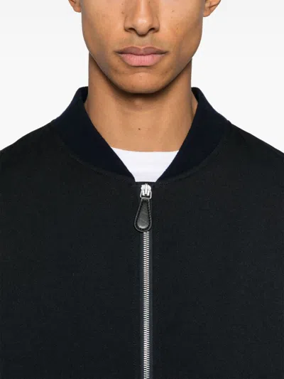 Jil Sander Dark Blue Zipped Bomber Jacket