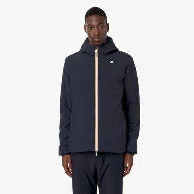 K-way Waterproof Midnight Blue Jacket With Front Zip And Hood