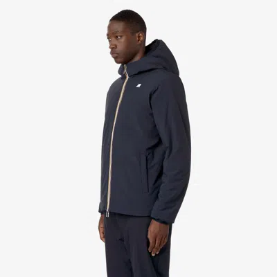 K-way Waterproof Midnight Blue Jacket With Front Zip And Hood