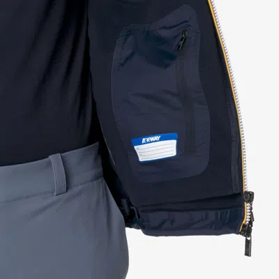 K-way Waterproof Midnight Blue Jacket With Front Zip And Hood In Blue
