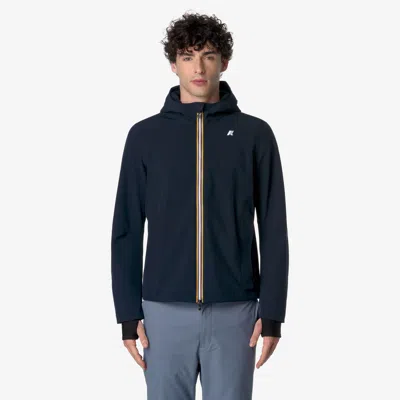 K-way Waterproof Midnight Blue Jacket With Front Zip And Hood In Blue