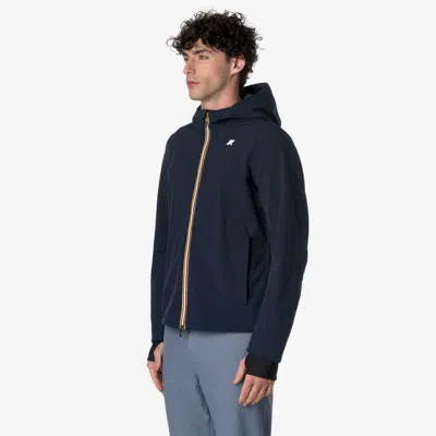 K-way Waterproof Midnight Blue Jacket With Front Zip And Hood In Blue
