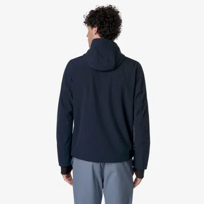 K-way Waterproof Midnight Blue Jacket With Front Zip And Hood In Blue