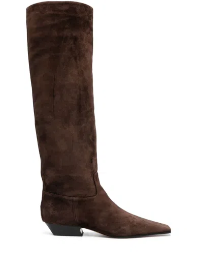 Shop Khaite Marfa Suede Leather Boots