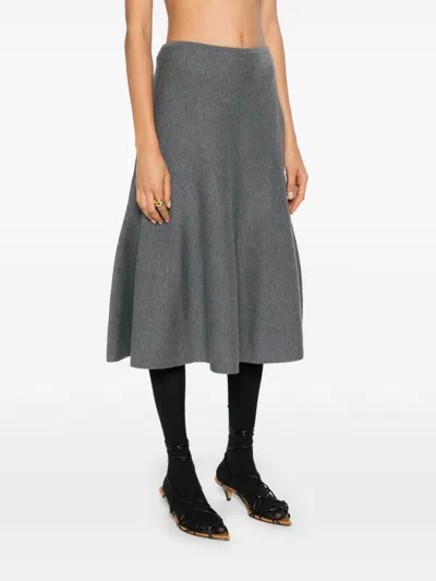 Shop Khaite Odil Wool Midi Skirt