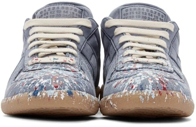 Shop Maison Margiela Blue Paint Splatter Replica Sneakers