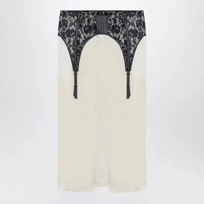 Moschino Illusion Lace Print Midi Skirt