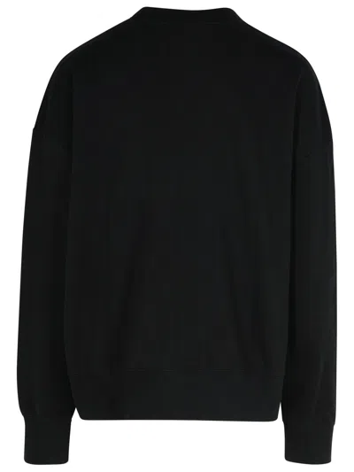 Palm Angels Black Cotton Crew Neck Sweatshirt With White Logo