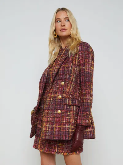 L Agence Aimee Tweed Blazer In Red/pink Multi Tweed