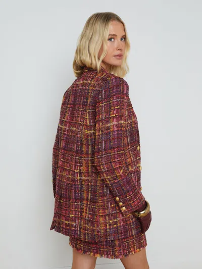 L Agence Aimee Tweed Blazer In Red/pink Multi Tweed
