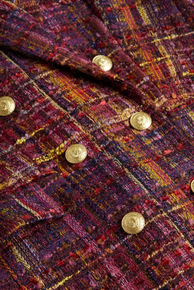 L Agence Aimee Tweed Blazer In Red/pink Multi Tweed