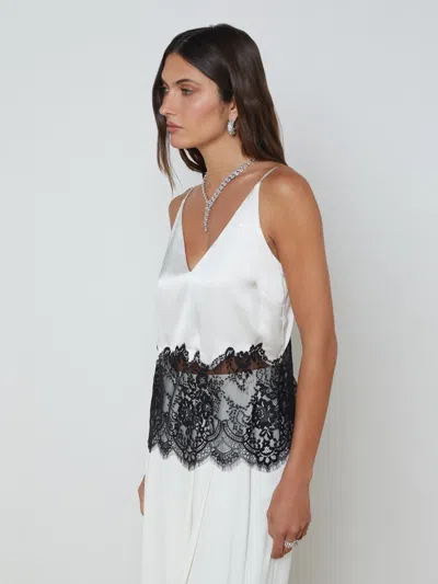 L Agence Bryna Silk Lace Camisole In White/black