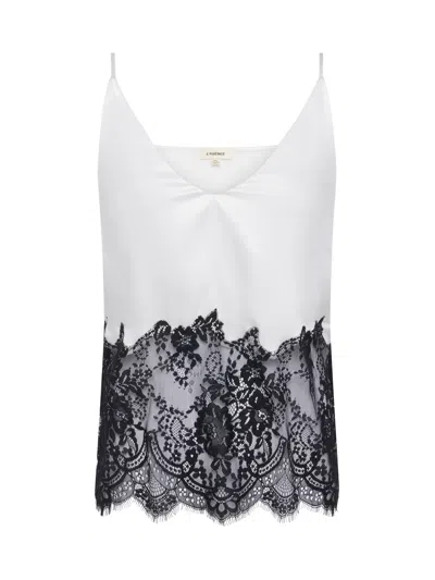 L Agence Bryna Silk Lace Camisole In White/black