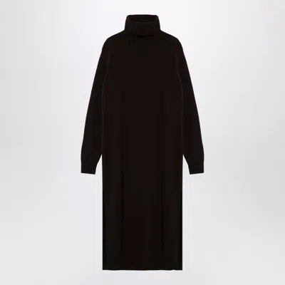 Roberto Collina Brown Cashmere Blend Turtleneck Dress