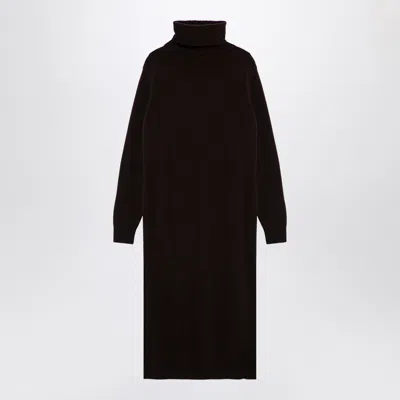 Roberto Collina Brown Cashmere Blend Turtleneck Dress