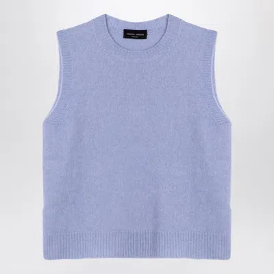 Roberto Collina Sleeveless Crew Neck Ribbed Hem Waistcoat In Blue