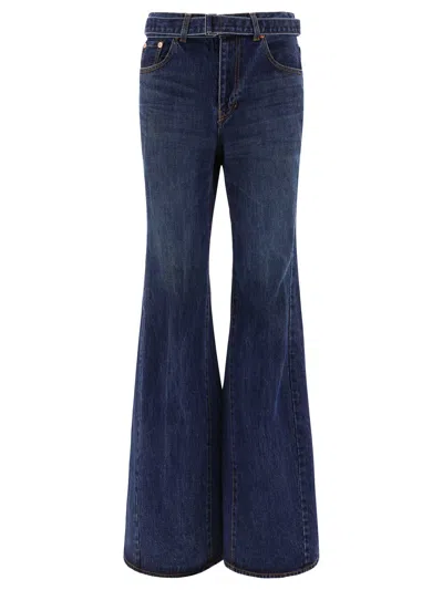 Sacai Belted Mid-rise Flared Jeans