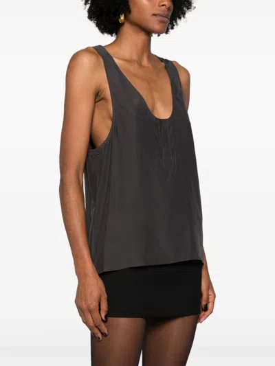Saint Laurent Scoop-neck Silk Tank Top