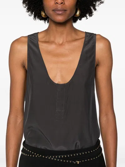 Saint Laurent Scoop-neck Silk Tank Top
