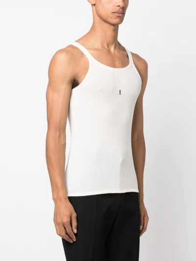 Shop Saint Laurent Cassandre Cotton Tank Top