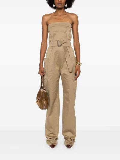 Saint Laurent Strapless Belted Jumpsuit