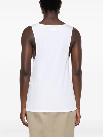 Saint Laurent White Sleeveless Satin-finish Silk Top